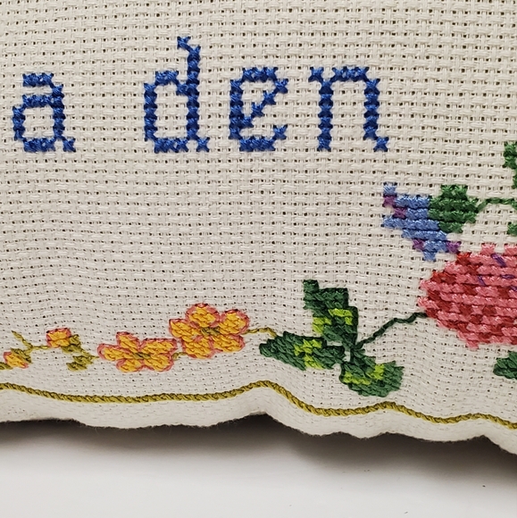 Handmade Cross Stitch Throw Pillow - Picture 9 of 13